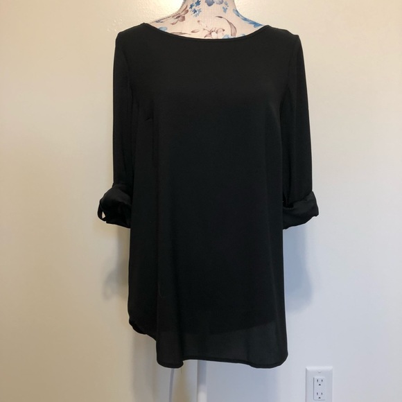 Ann Taylor basic black sheer top size small - Picture 3 of 8